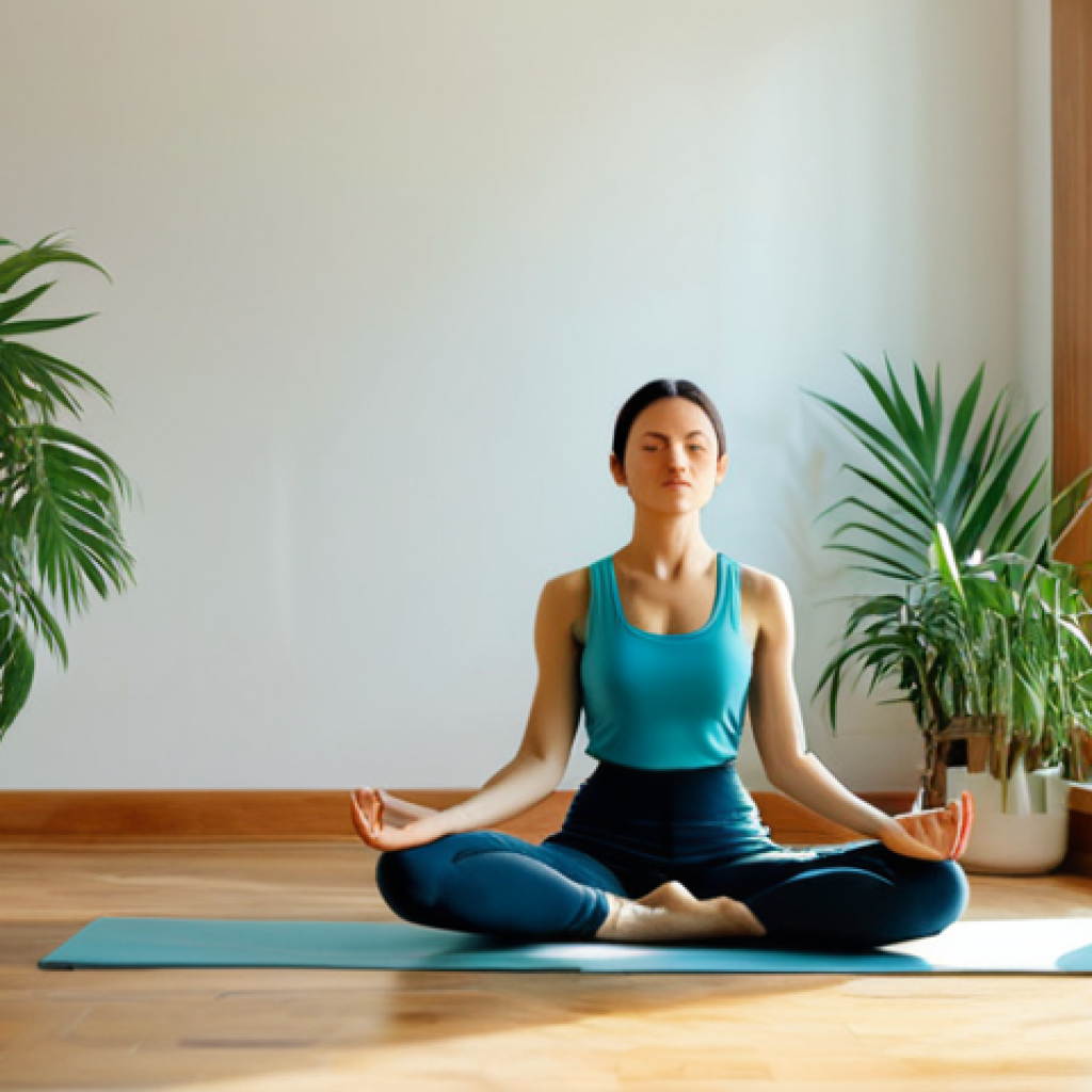 Meditative Morning**

A woman in comfortable, modest clothing practices yoga in a bright, sunlit room, fully clothed, surrounded by plants. Focus on calm expression and natural pose. Soft lighting, serene atmosphere, safe for work, appropriate content, professional quality, perfect anatomy, well-formed hands, natural proportions.

**