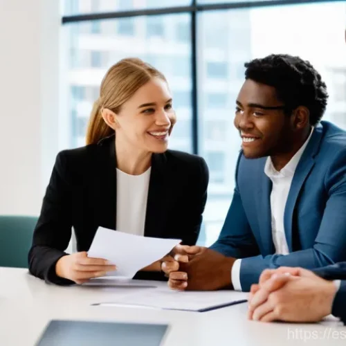 아보하의 중요성을 알리는 캠페인 참여하기 - **Prompt:** A diverse group of individuals – a young couple reviewing a housing contract, a small bu...