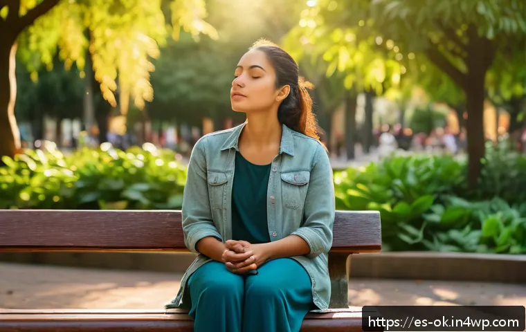 기억에 남는 평범한 하루의 사례 - A serene urban park scene in early morning light, featuring a young Hispanic woman in casual comfort...