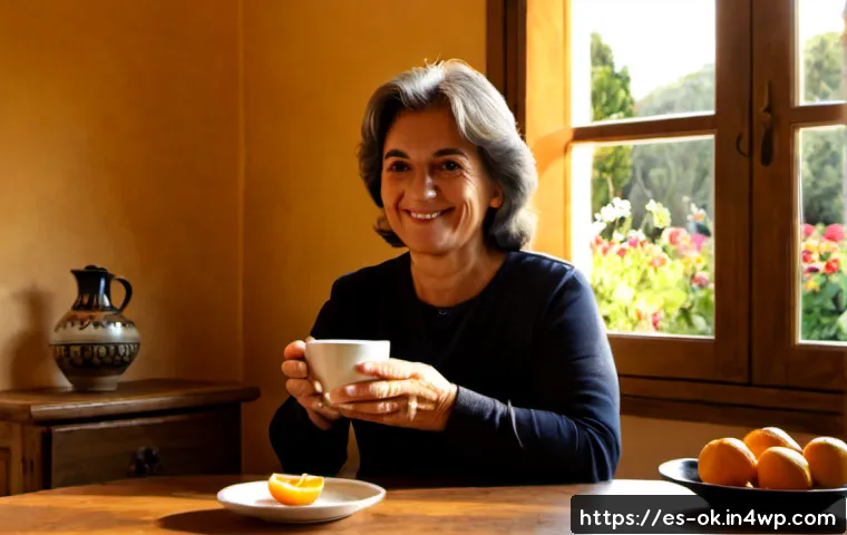 Home 17 일상에서 감사하는 마음 기르기 - Photorealistic morning scene in a warm Spanish-speaking home, a middle-aged woman sitting at a simpl...